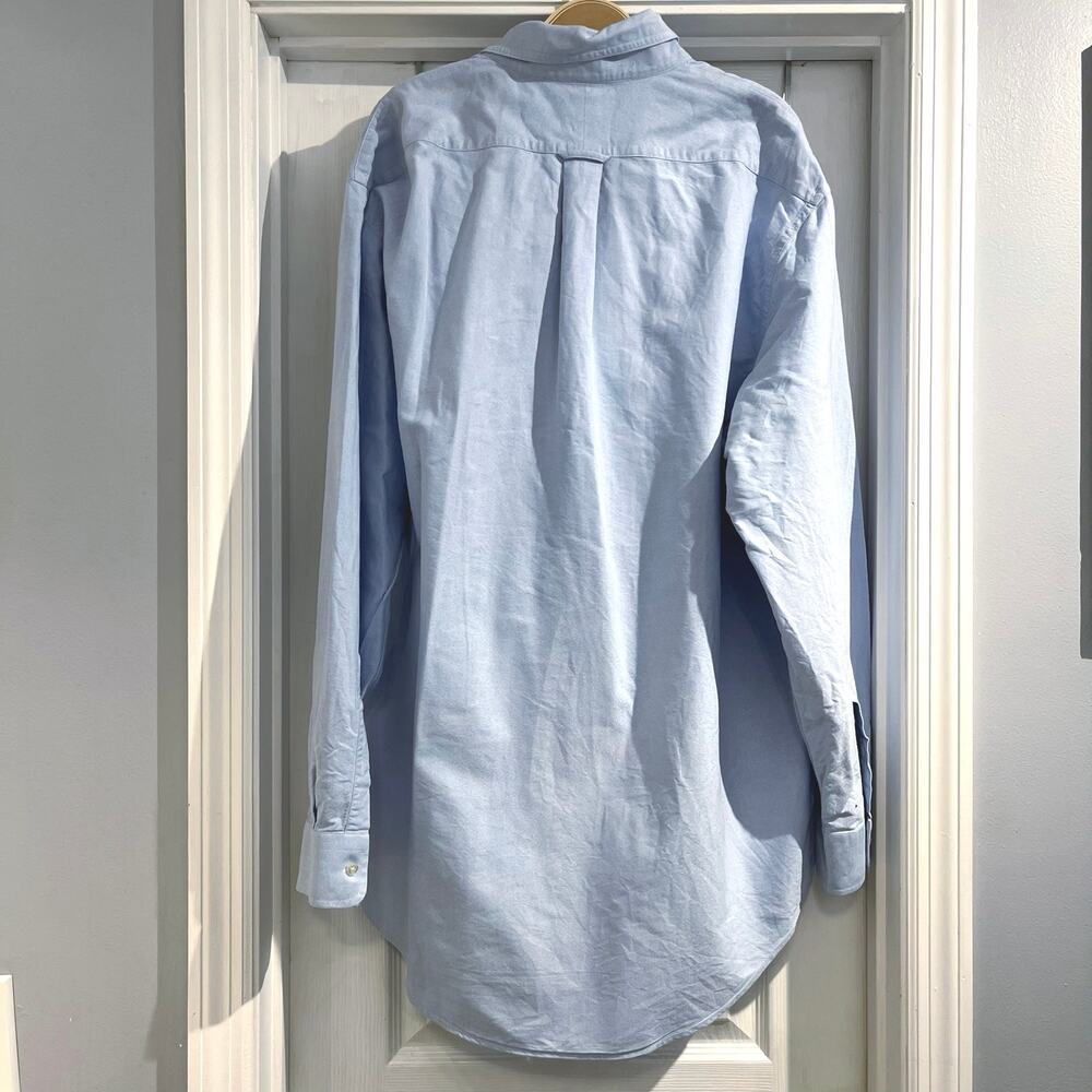 Lands End Men's Blue Supima Hyde Park Button Down Shirt - Picture 2 of 4